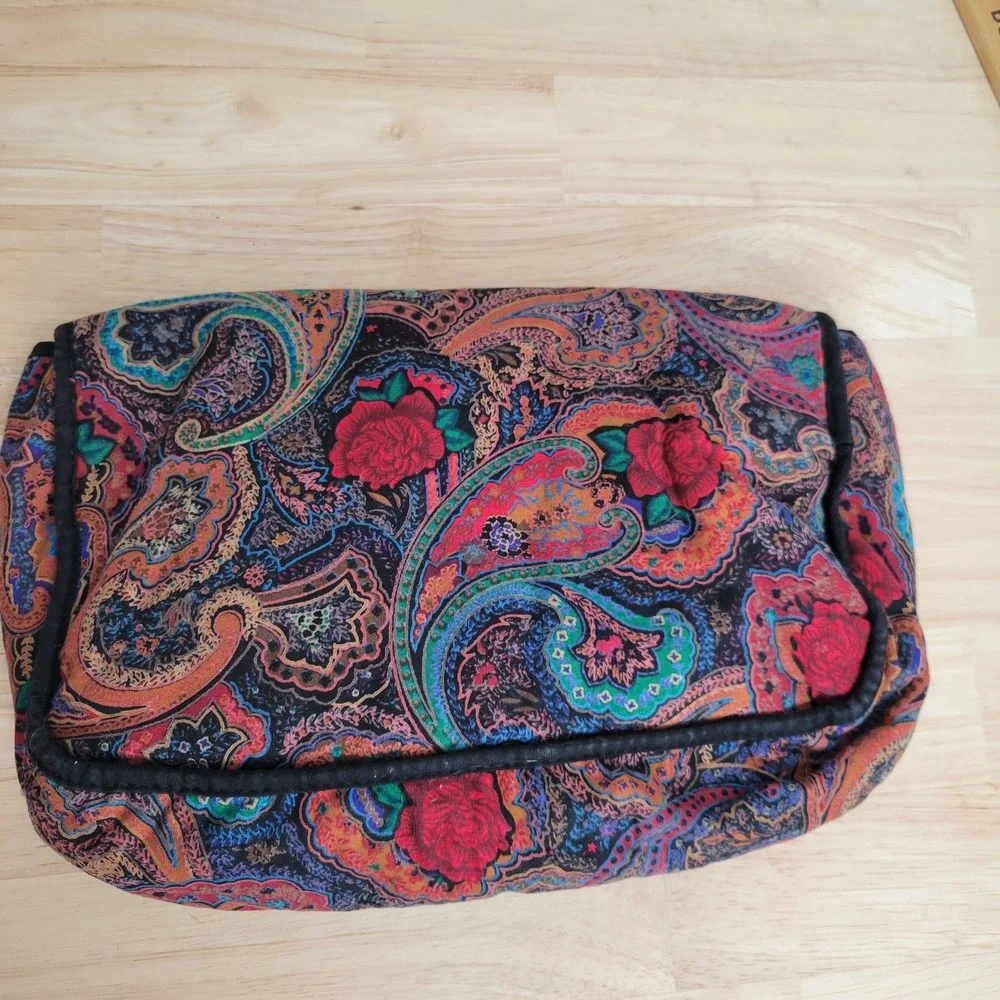 Vintage Diane von Furstenberg Paisley‎ Floral Toiletry Bag Large Cosmetic Pouch